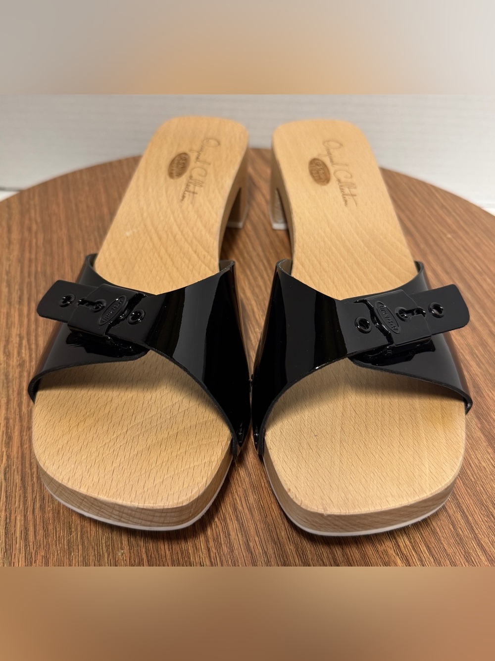 Dr. Scholl's Womens Pescura Ibiza Black Patent Leather Open Sandals Slides -8